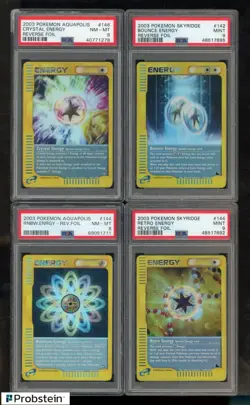 Lot of (4) 2003 Pokemon Skyridge Aquapolis Energy Cards Reverse Foil PSA 8-9 - Image 1