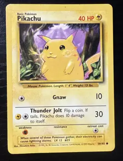 Pokemon TCG Pikachu Card 58/102 Unlimited WOTC Base Set (1999) - Image 1
