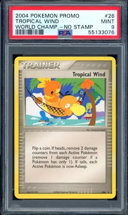 2004 PSA 9 Graded Pokemon Tropical Wind 026 No Stamp Black Star Promo English - Image 1