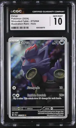ZORUA Shrouded Fable Illustration Rare #075 CGC 10 Gem Mint Pokemon - Image 1