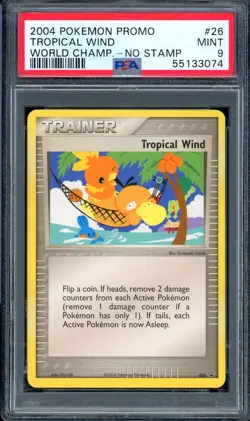 2004 PSA 9 Graded Pokemon Tropical Wind 026 No Stamp Black Star Promo English - Image 1