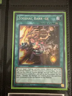 YuGiOh MISPRINT Zoodiac Barrage, Secret Rare, MP17-EN212, 1st Edition, NM! - Image 1