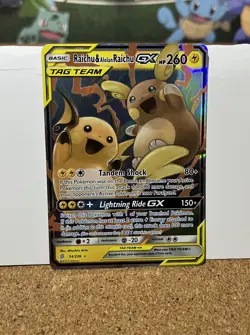 Pokemon TCG Unified Minds Holo Card Raichu Alolan Raichu GX 54/236 - Image 3