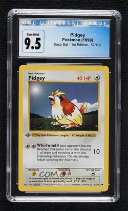 Pidgey Shadowless Pokemon Base Set CGC 9.5 Mint+ 1999 - Image 1