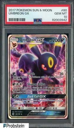 2017 Pokemon Sun & Moon #80 Umbreon Gx PSA 10 GEM MINT - Image 1