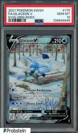 2021 Pokemon SWSH Evolving Skies #175 Glaceon V FA PSA 10 GEM MINT - Image 1