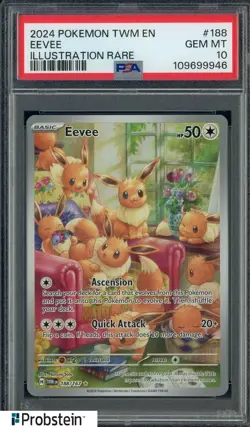 2024 Pokemon TWM EN Illustration Rare #188 Eevee PSA 10 GEM MINT - Image 1