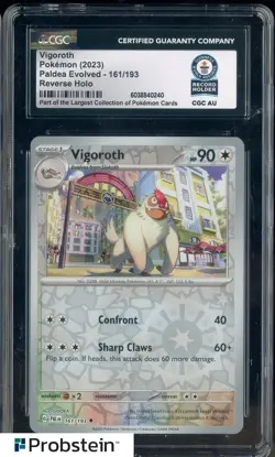 2023 Pokemon Paldea Evolved #161 Vigoroth Rev. Holo CGC Authentic Record Holder - Image 1