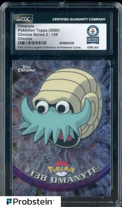 2000 Topps Chrome S.2 Pokemon #138 Omanyte CGC Authentic Record Holder - Image 1