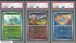 Sequential PSA 10 Set Bulbasaur Charmander Squirtle Masterball Pokemon 151 JPN - Image 1