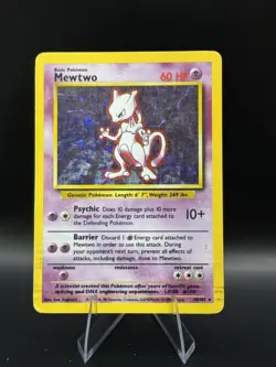 Pokemon TCG Mewtwo Base Set Holo Unlimited Rare Card 10/102 1999 MP - Image 1