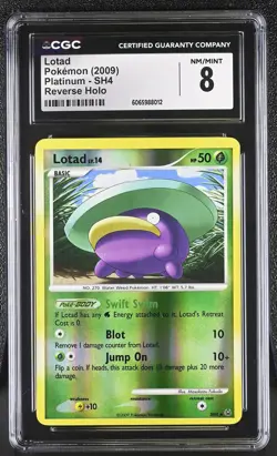CGC 8 Lotad SH4 Shiny Reverse Holo Platinum Pokemon Card - Image 1