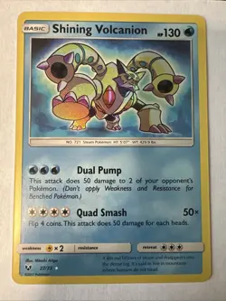 Pokemon TCG Shining Legends Shiny Holo Rare Card Shining Volcanion 27/73 NM - Image 1