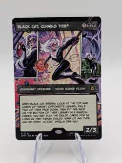 Magic the Gathering Spiderman | Black Cat Cunning Thief Borderless | NM - Image 1