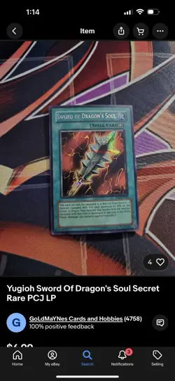 Sword of Dragon's Soul PCJ-EN003 Prismatic Secret Rare Yugioh Holo Game Used - Image 1