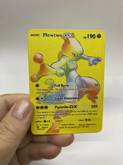Mewtwo GX Gold Metal Pokemon Card-Collectible Gift Display！ LIKE - Image 1