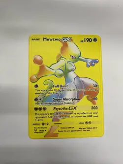 Mewtwo GX Gold Metal Pokemon Card-Collectible Gift Display！ LIKE - Image 2