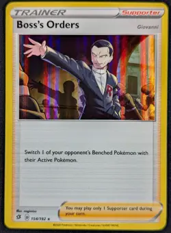 Boss's Orders Giovanni 2020 Rebel Clash Holo Rare Pokemon Card 154/192 (NM) - Image 1