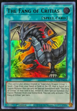 Fang of Critias 1st Edition Ultra Rare Green Holo Yugioh Card DLCS-EN058 (NM) - Image 1
