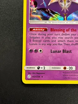 Lunala 102/236 - Sm-Cosmic Eclipse Holo Rare Pokemon TCG Card NM - Image 2