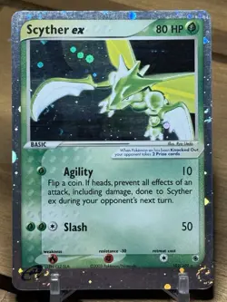 Pokemon - Scyther ex - 102/109 - 2003 Ruby & Sapphire Double Swirl! LP - Image 1