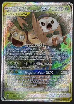 Pokemon TCG Rowlet & Alolan Exeggutor GX Unified Minds Tag Team Holo 1/236 NM - Image 1