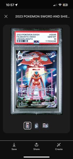 Deoxys V and VMax 2023 Pokemon Sword & Shield Crown Zenith PSA 10 SEQUENTIAL - Image 2