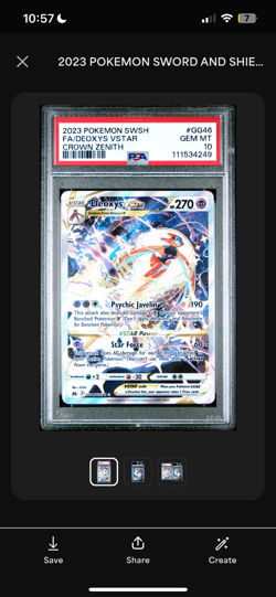 Deoxys V and VMax 2023 Pokemon Sword & Shield Crown Zenith PSA 10 SEQUENTIAL - Image 4