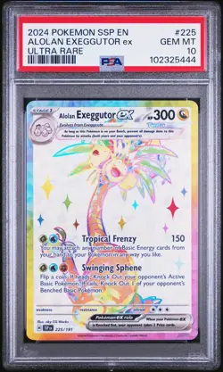 2024 POKEMON SSP EN-SURGING SPARKS ULTRA RARE #225 ALOLAN EXEGGUTOR EX PSA 10 - Image 3