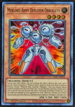 Meklord Army Obbligato 2020 1st Ed Super Rare Yugioh Card LED7-EN019 (NM) - Image 1