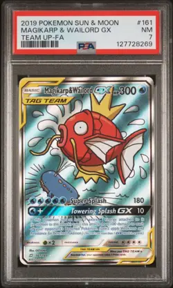 Pokemon TCG Magikarp Wailord-GX Holo English Art Card 161/181 Sun&Moon PSA7 - Image 1