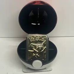 Vintage 1999 23k Gold Plated Pikachu Pokemon Card Burger King Pokeball w/COA - Image 1