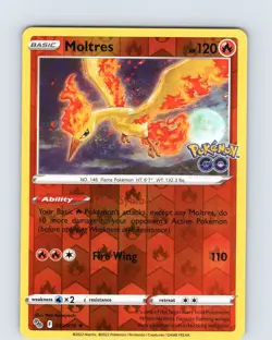 Pokemon TCG Moltres Pokemon GO 012/078 Reverse Holo Rare Card NM - Image 1