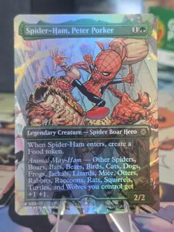 MTG: Spider Ham, Peter Porker (Borderless) - #201 - Marvels SpiderMan - Foil -NM - Image 3