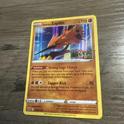 Pokemon Galarian Zapdos Evolving Skies Prerelease Black Star Promo SWSH124 NM - Image 2
