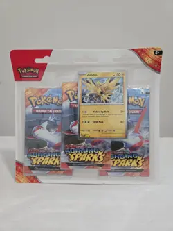 Pokemon TCG: Scarlet & Violet Surging Sparks 3-Pack Blister Zapdos NEW SEALED - Image 1