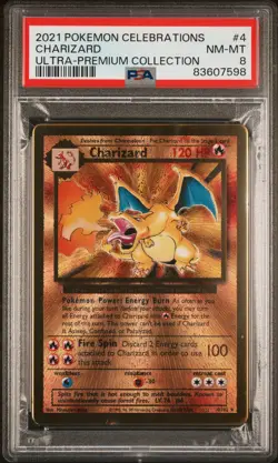 2021 Pokemon Celebrations Ultra-Premium Collection Charizard #4 Metal PSA 8 - Image 1