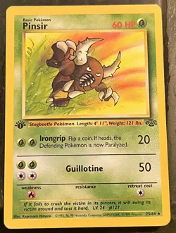 Pokemon TCG Pinsir 25/64 Jungle 1st Edition Non Holo 1999 WOTC Mint Unplayed - Image 1