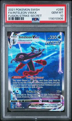Pokemon Fusion Strike Inteleon VMAX 266/264 Alternative Art Alt PSA 10 New Cert - Image 1