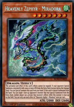 Yugioh! Heavenly Zephyr - Miradora - BLVO-EN029 - Secret Rare - 1st Edition Near - Image 1