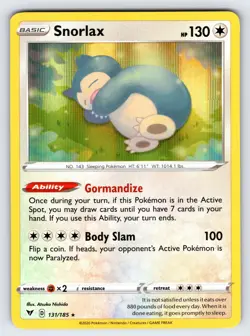 Snorlax 131/185 2020 Vivid Voltage Pokemon Card TCG Nintendo Holo Rare - Nm - Image 1