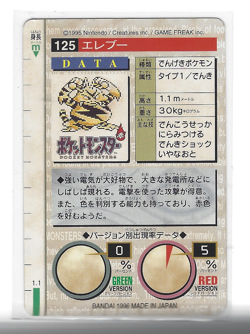 [Electabuzz] #125 Green Bandai Cardass Vending 1996 Japanese Pokemon TCG Card - Image 2
