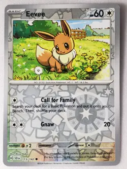 REVERSE HOLO Eevee 113/142 NM / M - Stellar Crown Pokemon Card - Mina Nakai Art - Image 1