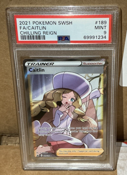 2021 Pokemon SWSH Chilling Reign FA Caitlin #189 PSA GEM MINT 9 - Image 1