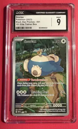 Pokemon Scarlet Violet 151 TCG Snorlax SVP 051 Pokemon Center Promo CGC 9 Mint - Image 1