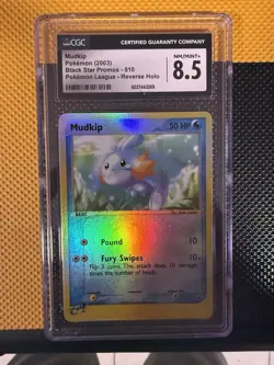 Pokemon TCG Mudkip Black Star Promo Reverse Holo 010 2003 CGC NM/Mint+ 8.5 - Image 1