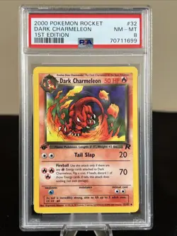 2000 POKEMON ROCKET 1ST EDITION #32 DARK CHARMELEON PSA 8 - Image 1