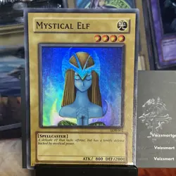 Yugioh Mystical Elf LOB-062 Super Rare Foil Shift Original Print Konami 2002 NM - Image 1