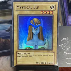 Yugioh Mystical Elf LOB-062 Super Rare Foil Shift Original Print Konami 2002 NM - Image 2