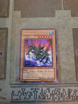 YUGIOH AMPHIBIAN BEAST LON-008 RARE UNLIMITED ED NM 1996 - Image 1